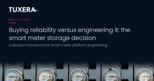Cover of the Tuxera white paper, Buying reliability versus engineering it: the smart meter storage decision