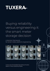 Cover of the Tuxera white paper Buying reliability versus engineering it: the smart meter storage decision